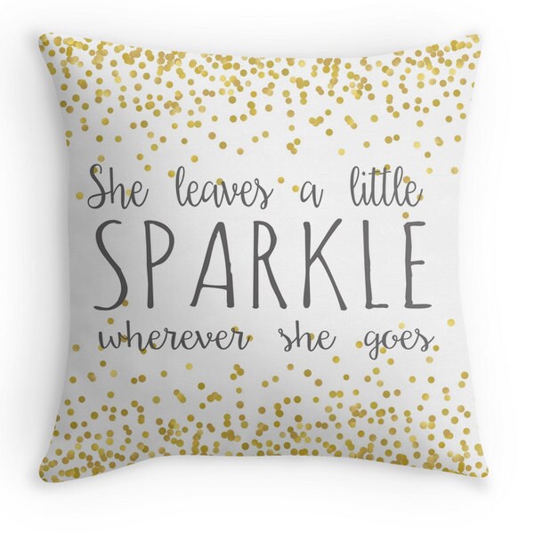 She Leaves a little Sparkle Wherever She Goes Throw Pillow Cover - Baby Girl Nursery Decor - Baby Shower Gift - Quote