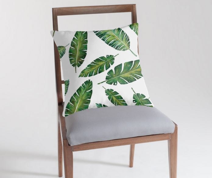 Palm Leaves Pillow - Leaf Pillow Cover - Tropical Indoor or Outdoor Pillow - Botanical - Green Leaves - Modern