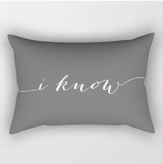 Set of 2 Pillow Covers with the quotes "I Love You" and "I Know" - Customizable - Valentines Day Gift