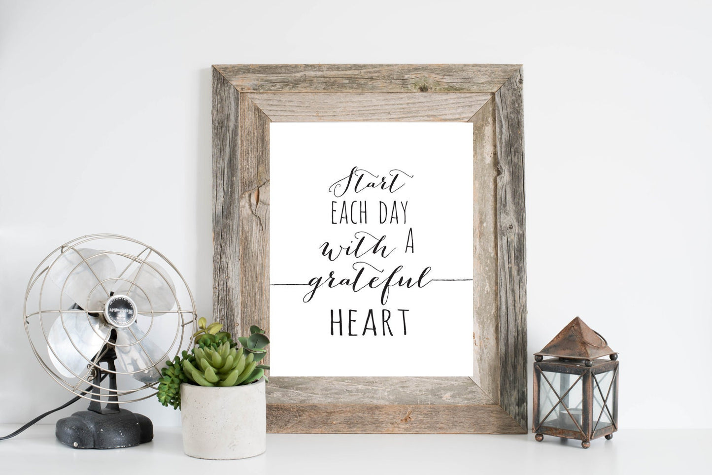 Start Each Day With a Grateful Heart Art Print, Inspirational Wall Art, Grateful Sign, Calligraphy Print, Inspiring Wall Art, Quote Print