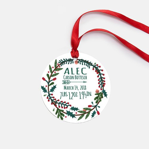 Birth Announcement Stat Christmas Ornament - Baby's First Christmas Keepsake Ornament