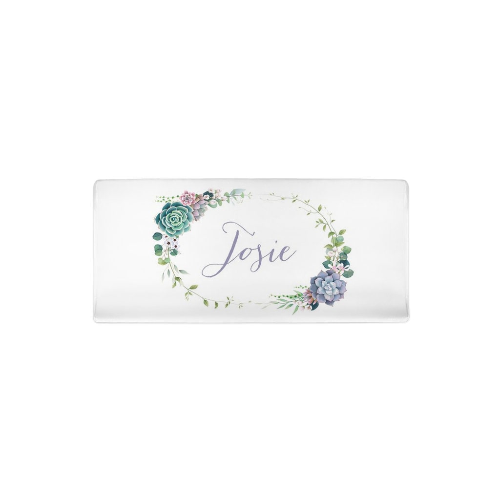 Personalized Name Floral Succulent Changing Pad Cover