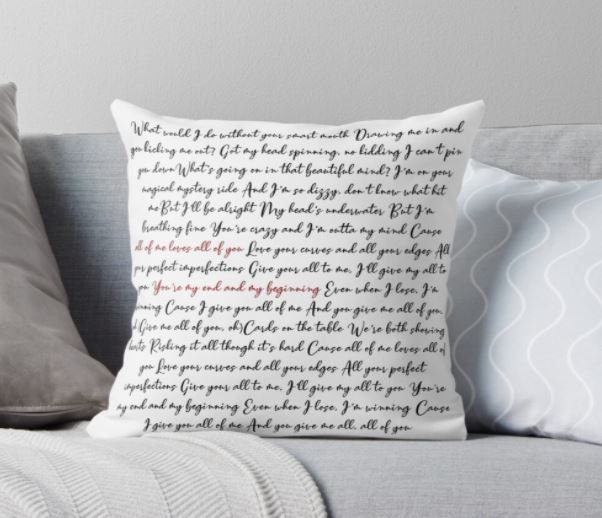 Personalized Song Lyric pillow - Wedding Song Gift
