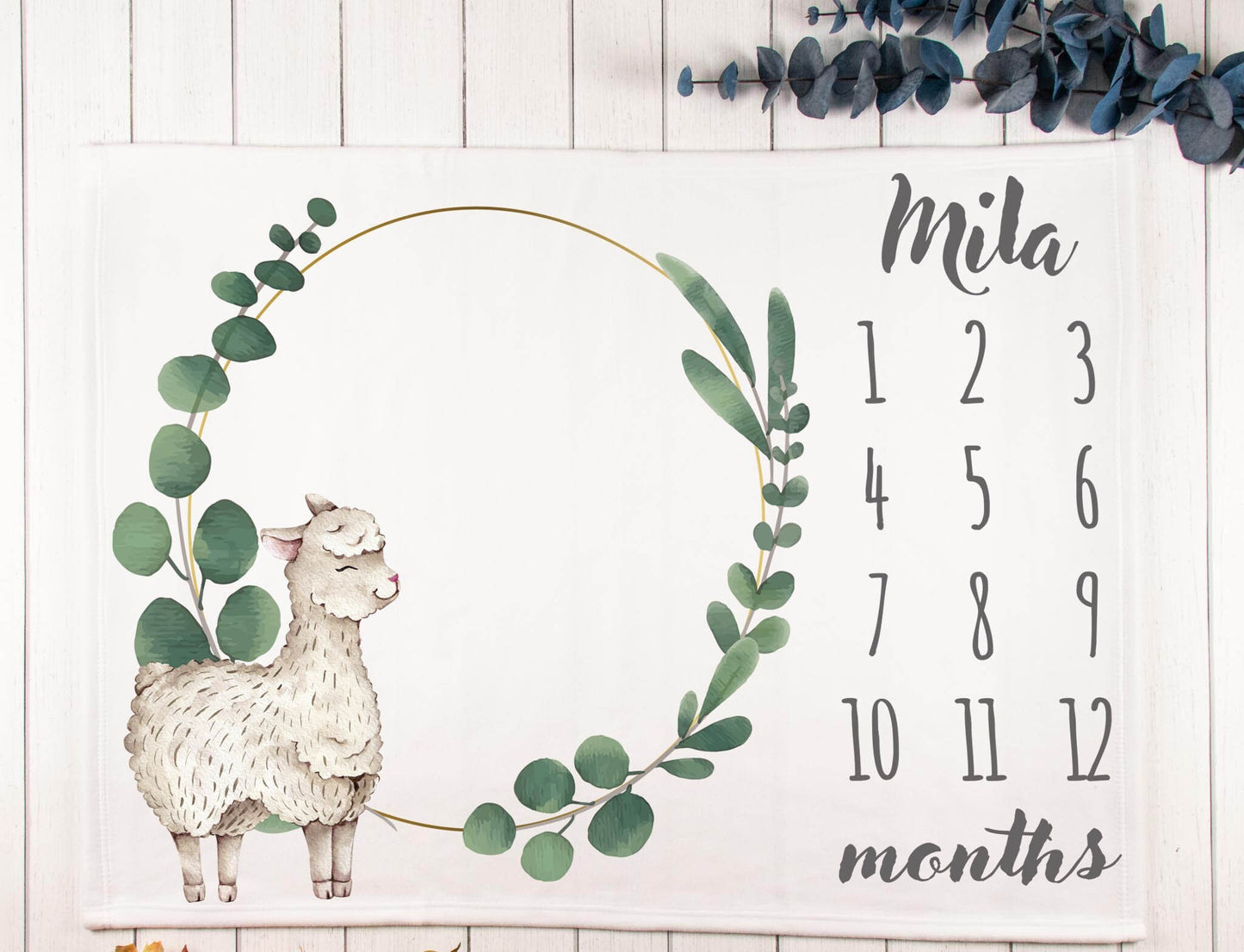 Llama Baby Monthly Milestone Blanket