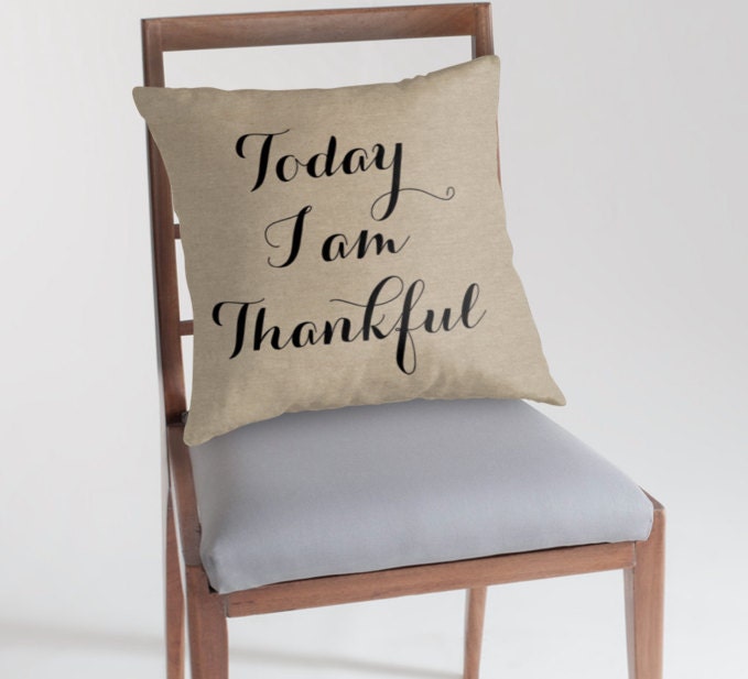 Today I am Thankful - Fall Burlap Look Pillow Cover, Decorative Throw, Fall Decor, Rustic, Quote