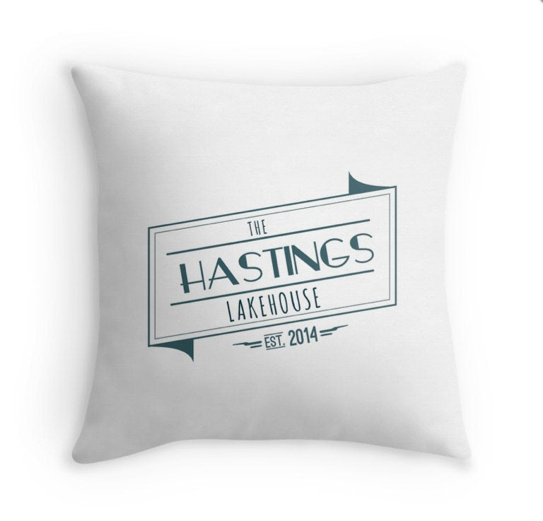 Personalized Lake Throw Pillow Cover,  Lake House Decor, Water, Rustic, Vintage, Typography