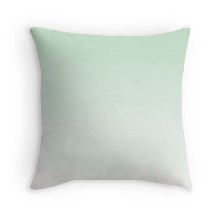 Modern Mint Green Ombre Pillow Cover, 16x16, 18x18, 20x20, Minimal