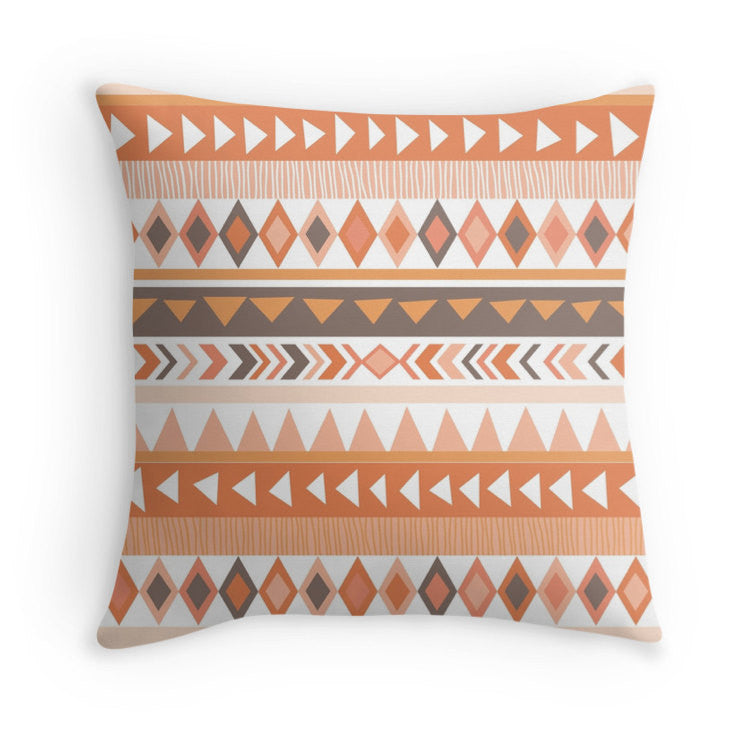 Orange Tribal Pillow Cover, 16x16, 18x18, 20x20, Earthy Decor, Arrow, Ethnic, Coral, Brown