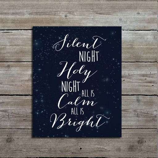 Silent Night Sign - Christmas Printable - Christmas Art - Winter Art Prints - Decor - Wall Art