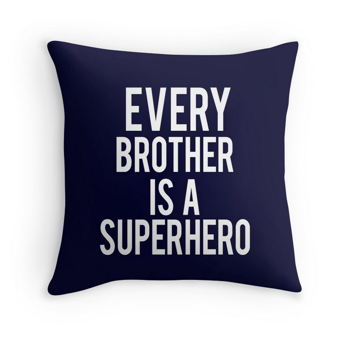 Every Brother is a Superhero Quote Throw Pillow Cover, Boys Room Decor, Boy Nursery Decor, Superhero Pillow