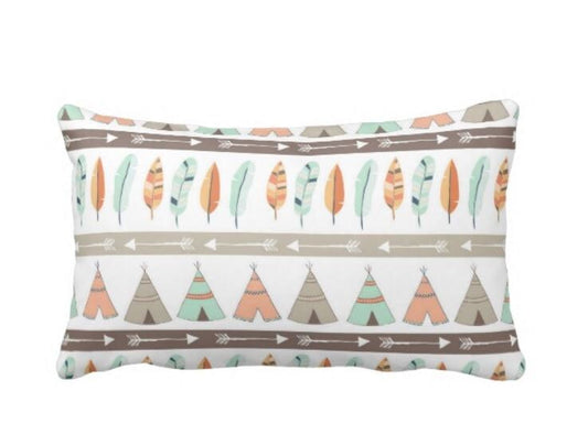 Tepee Pillow - Lumbar Pillow - Woodland Nursery - Nursery Decor - Baby Shower Gift