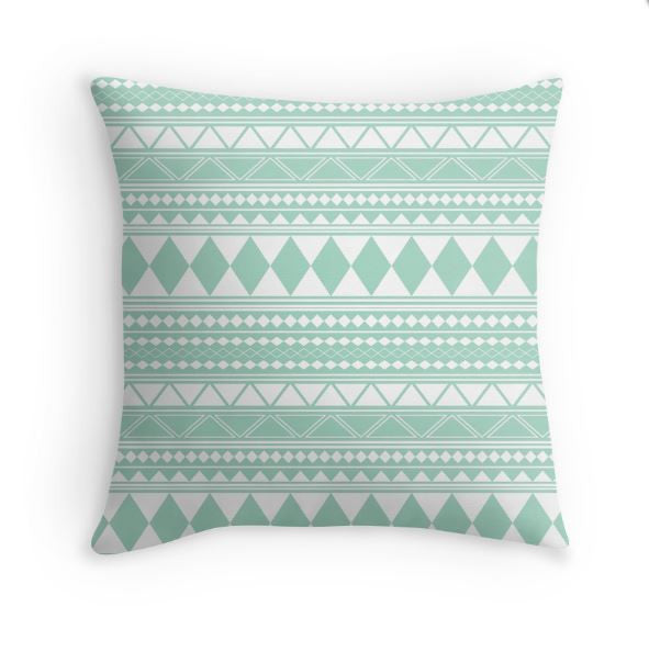 Mint Tribal Pillow Cover