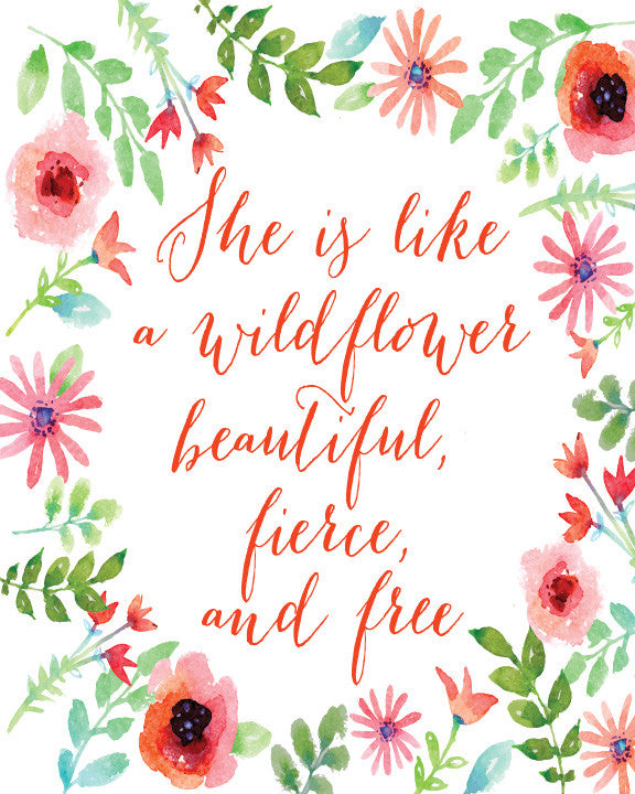 She is like a Wildflower Quote Art Print