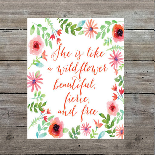 She is like a Wildflower Quote Art Print